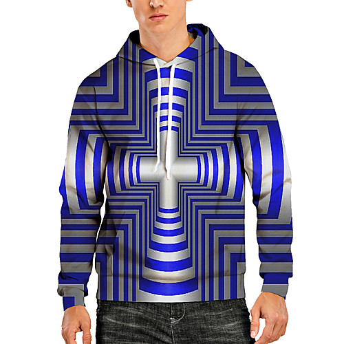 

Men's Pullover Hoodie Sweatshirt Graphic Optical Illusion 3D Print Daily 3D Print 3D Print Casual Hoodies Sweatshirts Blue