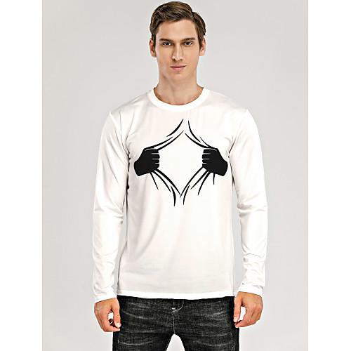 

Men's T shirt 3D Print Graphic 3D Print Long Sleeve Daily Tops White