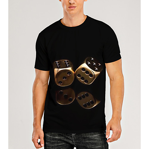 

Men's T shirt 3D Print Graphic 3D Print Short Sleeve Daily Tops Black