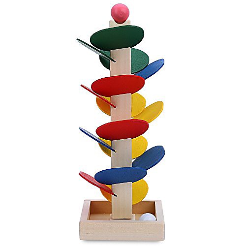 

ball drop advanced with bridge,ball run track game toy,puzzle maze building set wooden diy mini tree educational family fun for baby and toddler (colorful)