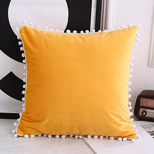 

Netherlands Velvet Solid Colored Small hair ball Home Office Pillow Case Cover Living Room Bedroom Sofa Cushion Cover