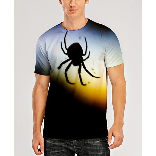 

Men's T shirt 3D Print Graphic 3D Animal Print Short Sleeve Daily Tops Casual Black / White