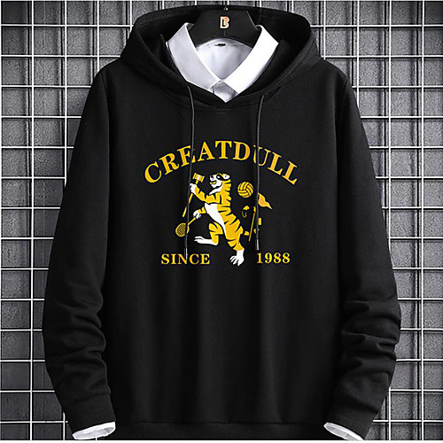 

Men's Pullover Hoodie Sweatshirt Lion Casual Hoodies Sweatshirts White Black Blue
