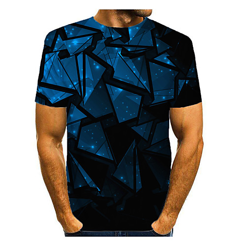 

Men's T shirt 3D Print Graphic 3D Print Short Sleeve Daily Tops Black / Navy