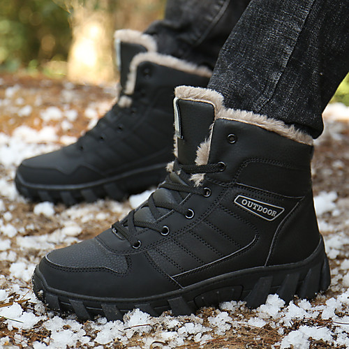 

Men's Boots Casual Daily Outdoor Nappa Leather Breathable Wear Proof Black Khaki Winter
