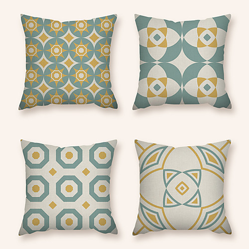 

Cushion Cover 4PC Linen Soft Decorative Square Throw Pillow Cover Cushion Case Pillowcase for Sofa Bedroom 45 x 45 cm (18 x 18 Inch) Superior Quality Machine Washable