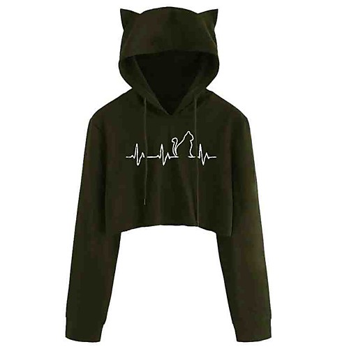 

Women's Cropped Sweatshirt Graphic Casual Hoodies Sweatshirts Black Wine Green
