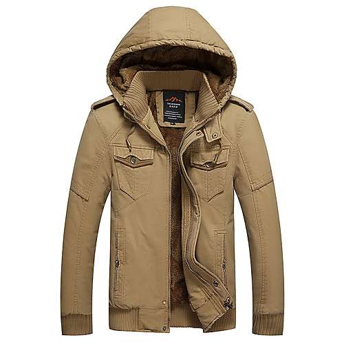 

Men's Hiking Jacket Hiking Fleece Jacket Winter Outdoor Solid Color Lightweight Windproof Breathable Quick Dry Winter Jacket Top Fleece Cotton Single Slider Hunting Climbing Camping / Hiking / Caving