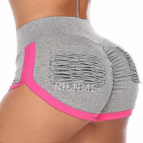 

women's booty shorts ruched butt lifting shorts high waisted push up scrunch booty fitness sports yoga short pants (#2-grey, s)