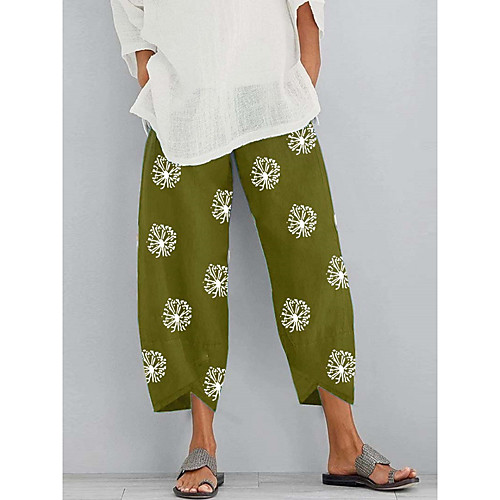 

Women's Basic Streetwear Comfort Daily Going out Pants Chinos Pants Graphic Floral Ankle-Length Pocket Black Yellow Green Navy Blue Gray