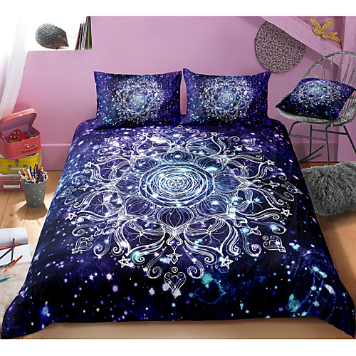 

Mandala Pattern 3-Piece Duvet Cover Set Hotel Bedding Sets Comforter Cover with Soft Lightweight Microfiber, Include 1 Duvet Cover, 2 Pillowcases for Double/Queen/King(1 Pillowcase for Twin/Single)