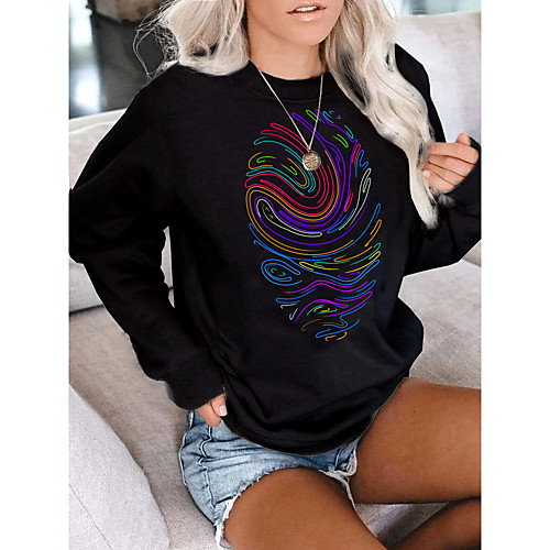 

Women's Pullover Sweatshirt Graphic 3D Daily Basic Casual Hoodies Sweatshirts White Black