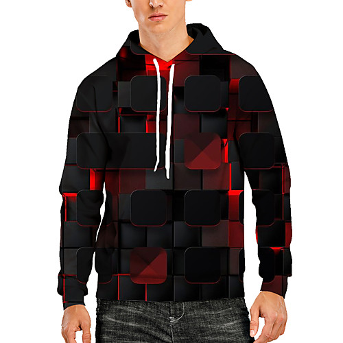 

Men's Pullover Hoodie Sweatshirt Graphic Optical Illusion 3D Print Hooded Daily 3D Print 3D Print Casual Hoodies Sweatshirts Long Sleeve Wine