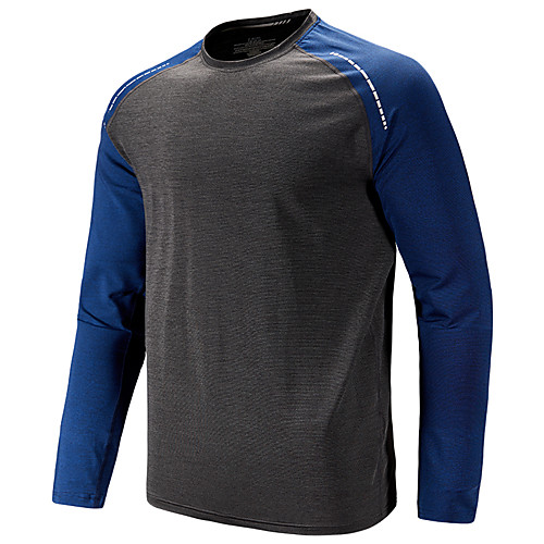 

Men's Hiking Tee shirt Long Sleeve Crew Neck Tee Tshirt Outdoor Breathable Stretchy Sweat wicking Heat Retaining Autumn / Fall Spandex Polyester Dark Grey Blue Green