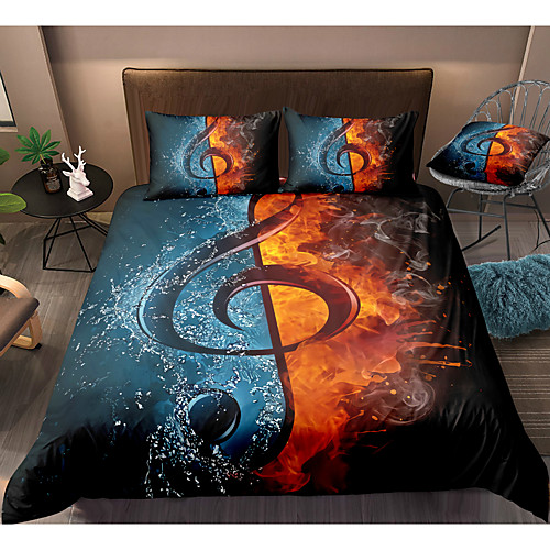 

Note Print 3-Piece Duvet Cover Set Hotel Bedding Sets Comforter Cover with Soft Lightweight Microfiber, Include 1 Duvet Cover, 2 Pillowcases for Double/Queen/King(1 Pillowcase for Twin/Single)