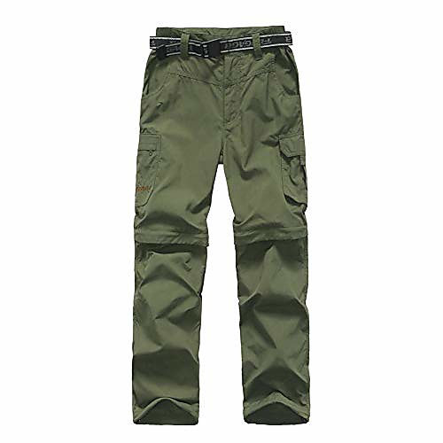 

boy's casual outdoor quick dry pants kids' cargo pant upf 50 waterproof hiking climbing convertible youth trousers (army green, 7-8 years)