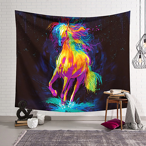 

Wall Tapestry Art Decor Blanket Curtain Hanging Home Bedroom Living Room Decoration Polyester Running Horse