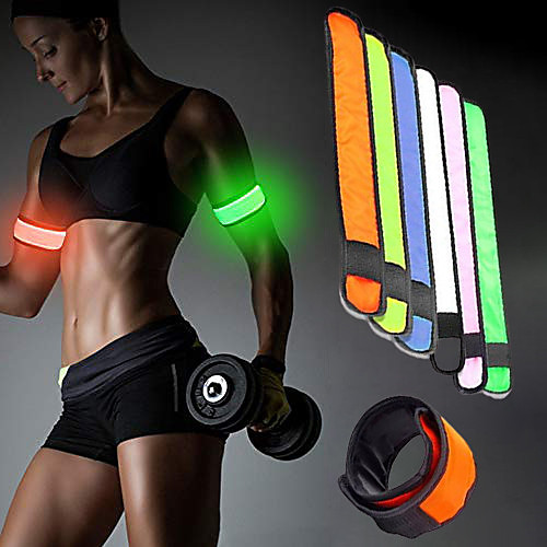 

led light up band slap bracelets, 6 pack led slap armband lights glow band for running (a)