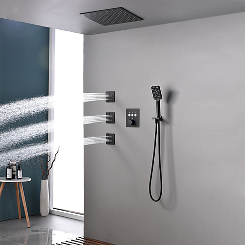 

Shower Faucet / Rainfall Shower Head System Set - Handshower Included Fixed Mount Rainfall Shower Contemporary Painted Finishes Mount Inside Ceramic Valve Bath Shower Mixer Taps