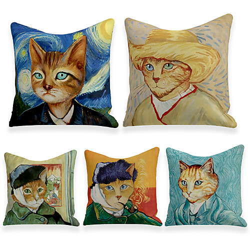 

Cushion Cover 5PC Linen Soft Decorative Square Throw Pillow Cover Cushion Case Pillowcase for Sofa Bedroom 45 x 45 cm (18 x 18 Inch) Superior Quality Machine Washable