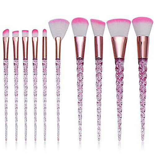 

makeup brush 10 pcs makeup brushes sets professional eyeshadow brush diamond glitter spiral makeup brush face makeup set eye travel make up brush kits (pink)