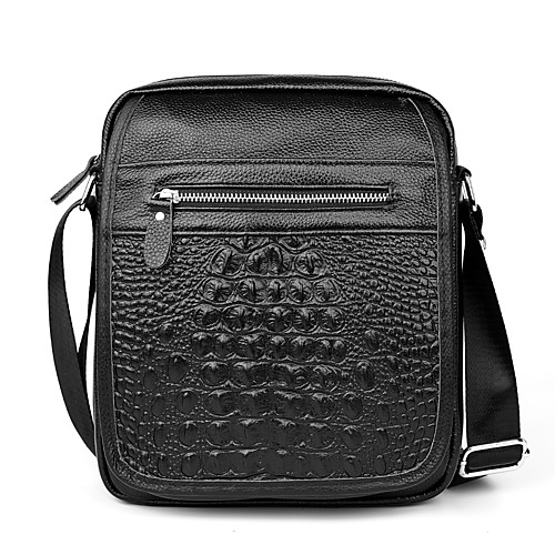 

Men's Bags Cowhide Wallet Crossbody Bag Zipper Daily Outdoor 2021 MessengerBag Black