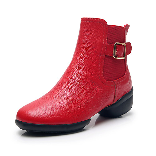 

Women's Dance Shoes Jazz Shoes Heel Thick Heel Black Red Zipper Adults'