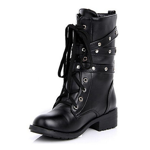 

Women's Boots Chunky Heel Round Toe Booties Ankle Boots Casual Daily PU Rivet Solid Colored Black / Booties / Ankle Boots