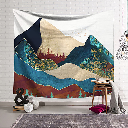 

Wall Tapestry Art Decor Blanket Curtain Hanging Home Bedroom Living Room Decoration Polyester Forest Mountains Oil Painting Pattern