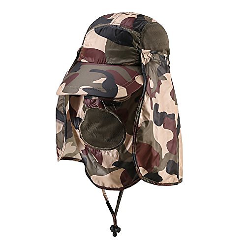 

outdoor fishing hiking hunting amy camo hat with side mesh cap with neck flap & face mask cover for maximum sun protection (woodland camouflage)