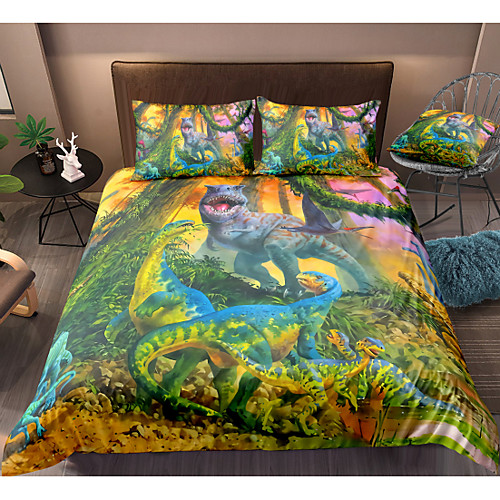 

Dinosaur Print 3-Piece Duvet Cover Set Hotel Bedding Sets Comforter Cover with Soft Lightweight Microfiber For Holiday Decoration(Include 1 Duvet Cover and 1or 2 Pillowcases)