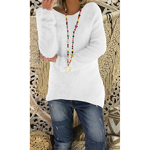 

Women's Plus Size Patchwork Color Block Plain Blouse Large Size Round Neck Long Sleeve Tops Big Size