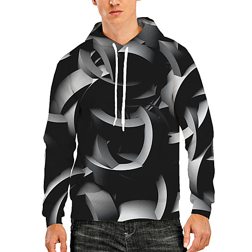 

Men's Pullover Hoodie Sweatshirt Graphic Optical Illusion 3D Print Hooded Daily 3D Print 3D Print Casual Hoodies Sweatshirts Long Sleeve Black