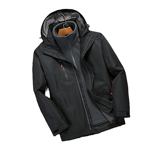 

Men's Hiking 3-in-1 Jackets Winter Outdoor Solid Color Lightweight Windproof Fleece Lining Breathable Winter Jacket Top Fishing Climbing Camping / Hiking / Caving Female-black Male-black Female-pink