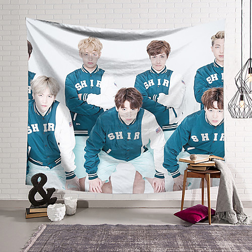 

BTS Wall Tapestry Art Decor Blanket Curtain Hanging Home Bedroom Living Room Decoration Polyester Handsome Star Celebrity