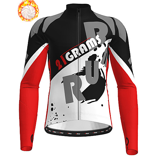 

21Grams Men's Long Sleeve Cycling Jersey Winter Fleece BlackWhite Bike Jersey Top Mountain Bike MTB Road Bike Cycling Fleece Lining Breathable Warm Sports Clothing Apparel / Stretchy / Athleisure