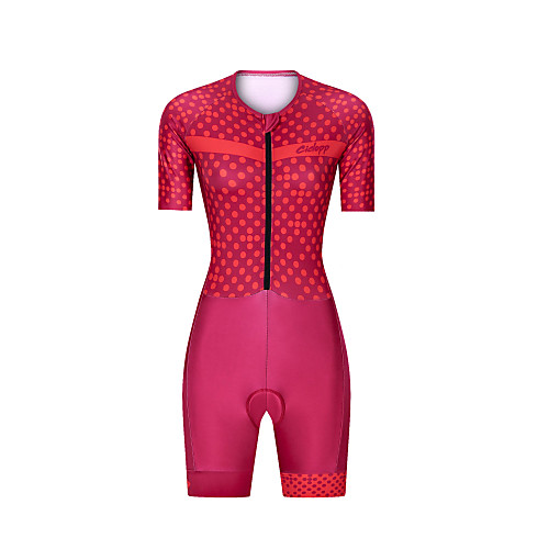 

Women's Men's Short Sleeve Triathlon Tri Suit Red Polka Dot Bike Breathable Quick Dry Sports Polka Dot Mountain Bike MTB Road Bike Cycling Clothing Apparel / Stretchy / Athletic