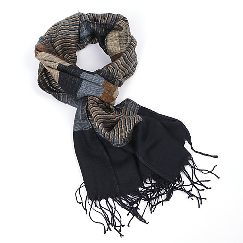 

Men's Tassel Rectangle Scarf - Print Multifunctional