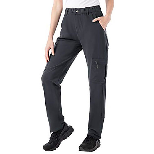 

women's hiking cargo pants outdoor lightweight breathable water resistant zipper pockets for fishing, camping dark grey m