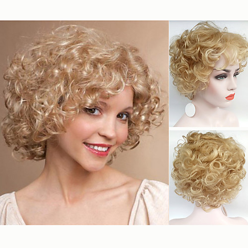 

Synthetic Wig Curly Curly Wig Blonde Short Blonde Synthetic Hair Women's Blonde