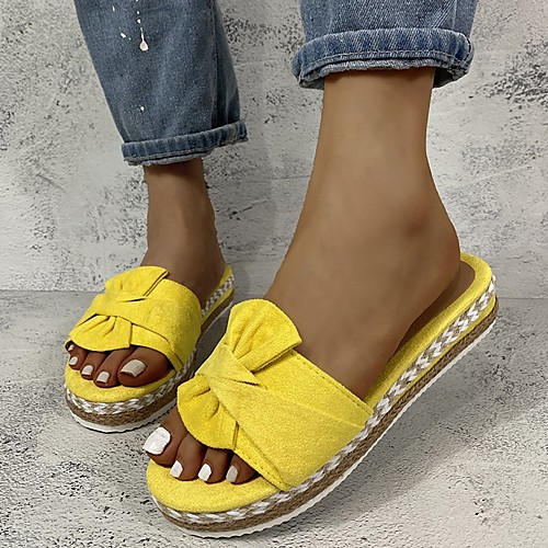 

Women's Sandals Wedge Heel Open Toe Flat Sandals Minimalism Sweet Daily Walking Shoes Canvas Sequin Black Yellow Red