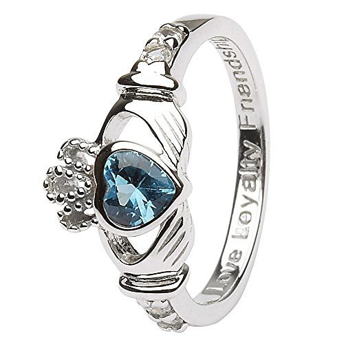 

december birth month silver claddagh ring ls-sl90-12 - size: 6 made in ireland.