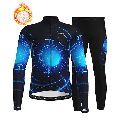

21Grams Men's Long Sleeve Cycling Jersey with Tights Winter Fleece Black Bike Thermal Warm Fleece Lining Breathable Warm Quick Dry Sports Printed Mountain Bike MTB Road Bike Cycling Clothing Apparel