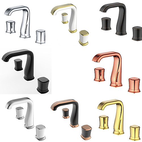 

Bathroom Sink Faucet - Widespread Chrome / Oil-rubbed Bronze / Gold Widespread Two Handles Three HolesBath Taps