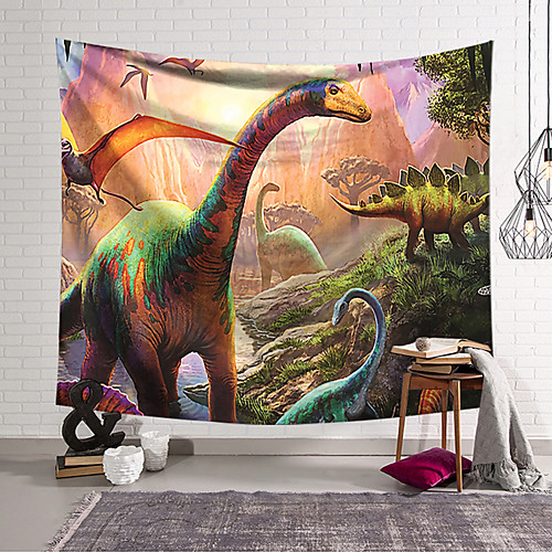 

Wall Tapestry Art Deco Blanket Curtain Hanging Home Bedroom Living Room Dormitory Decoration Polyester Fiber Animal Dinosaur Age Jungle