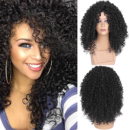 

Synthetic Wig Afro Afro Curly Rihanna Free Part Wig Medium Length Natural Black #1B Synthetic Hair 20 inch Women's Adjustable Heat Resistant Synthetic Black / For Black Women