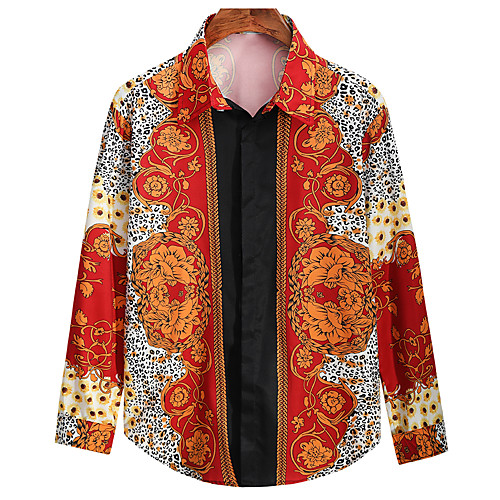 

Men's Shirt Other Prints Graphic Long Sleeve Daily Tops Red