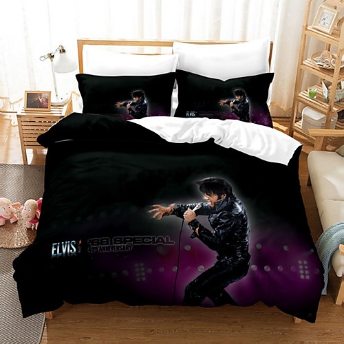 

Elvis Presley 3-Piece Duvet Cover Set Hotel Bedding Sets Comforter Cover with Soft Lightweight Microfiber, Include 1 Duvet Cover, 2 Pillowcases for Double/Queen/King(1 Pillowcase for Single)