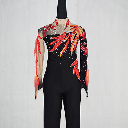 

21Grams Figure Skating Dress Women's Girls' Ice Skating Dress Black Spandex High Elasticity Training Competition Skating Wear Patchwork Crystal / Rhinestone Sleeveless Ice Skating Figure Skating