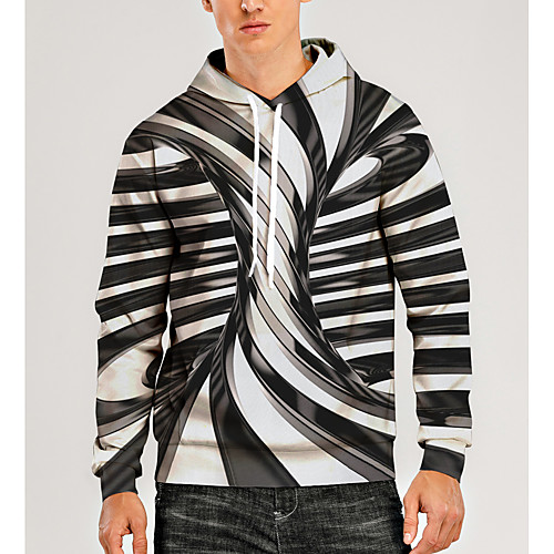 

Men's Pullover Hoodie Sweatshirt Graphic Optical Illusion 3D Print Hooded Daily 3D Print 3D Print Casual Hoodies Sweatshirts Long Sleeve Black